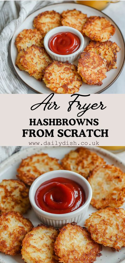 Air Fryer Hashbrowns From Scratch Recipes Using Frozen Hashbrown Patties, Air Fryer Frozen Hashbrowns, Air Fryer Hashbrowns, Hash Browns In Air Fryer, Frozen Hash Brown Patties, Hashbrown Patties, Baked Hashbrowns, Hash Brown Patties, Homemade Hashbrowns