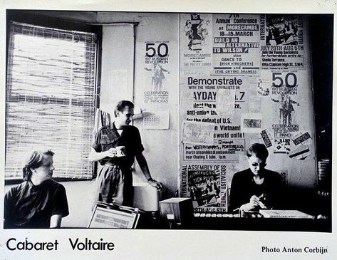 Cabaret Voltaire publicity picture for Rough Trade Records. Photographed by Anton Corbijn at Western Works in Spring, 1981. (L-R) Richard, Mal, Chris. Coldplay Talk, Rough Trade Records, Cabaret Voltaire, Rough Trade, Enjoy The Silence, St Pancras, Viva La Vida, Post Punk, Film Director