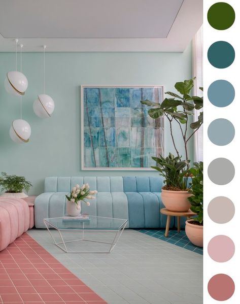 The Importance of Color Palettes in Architectural Design | ArchDaily Pastel Interior Design, Pastel Living Room, Color Palette Interior Design, Deco Pastel, Room Color Combination, Pastel Interior, Palette Design, Interior Design Color, Pastel Colour Palette