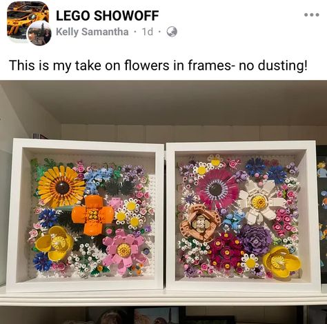 Lego Vase Ideas, Lego Flower Wall Display, Lego Plant Display, Lego Succulent Display, Lego Botanical Collection Display, Lego Flower Wall, Lego Shelf Ideas, Lego Flower Display, Lego Collection Display