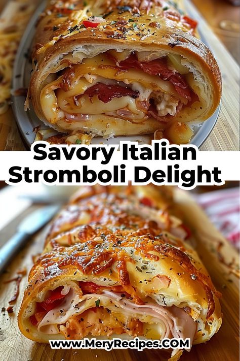 Experience the savory delight of homemade Italian Stromboli, a versatile dish that can be tailored to your taste! This recipe features a golden crust filled with a scrumptious mix of cheese, Italian sausage, and vibrant vegetables, making it a fantastic choice for any occasion. Whether you're hosting a gathering or enjoying a cozy night in, this Stromboli is sure to become a favorite. Try it today, and don't forget to share your delicious results! Italian Stromboli Recipe, Italian Stromboli, Stromboli Recipe, Homemade Italian, Cozy Night, Italian Sausage, Night In, Try It, Comfort Food