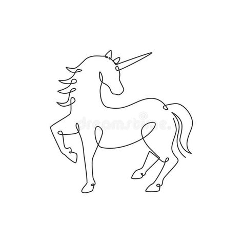 Line Art Unicorn, Unicorn Outline Tattoo, Fine Line Unicorn Tattoo, Unicorn Line Drawing, Simple Unicorn Tattoo, Unicorn Line Art, Animals Line Art, One Line Animals, Unicorn Outline