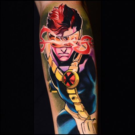 Cyclops Tattoo, X Men Tattoo, Xmen Tattoo, Comic Book Tattoo, Spiderman Tattoo, Gamer Tattoos, Men Tattoo, Marvel Tattoos, Tattoo Inspiration Men