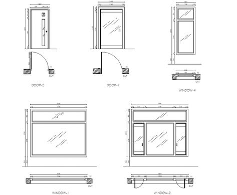 Door and window plan detail dwg file, elevation and section detail, dimension detail, naming detail, fixing glass detail, in and out detail, lock system detail, etc. Door Sketch Architecture, Window Sketch Architecture, Window Detail Drawing, Window Layout, Door Drawing, Section Plan, Floor Plan Symbols, Architecture Symbols, Section Detail