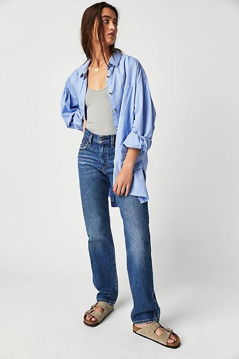 29 Pretty Everyday Pieces From Anthropologie and Free People | Who What Wear Free People Wide Leg Jeans, Levis Cropped Jeans Outfit, 90s Straight Jeans Outfit, Levis Wedgie Straight Jeans Outfit, Mid Twenties Outfits Women, Jeans Without Holes, Mid Rise Jeans Outfit, Levis Jeans Outfit, Levi Jeans Outfit