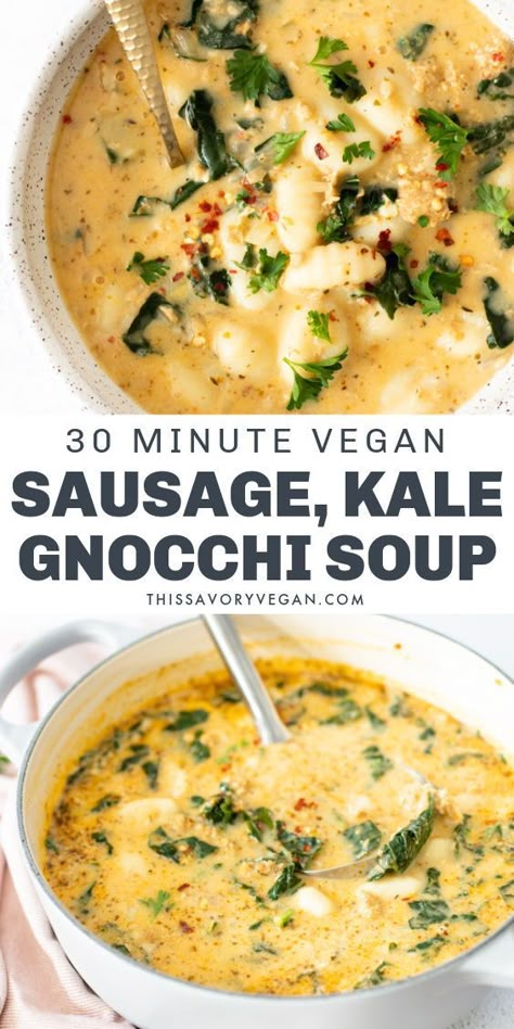 Vegan Gnocchi Soup, Kale Gnocchi, Best Leftovers, Vegan Gnocchi, Soup With Kale, Sausage Kale, Gnocchi Soup, Vegan Soup Recipes, Vegan Sausage