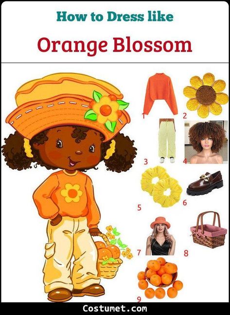 Orange Blossom Sweater, Strawberry Shortcake Orange Blossom Costume Ideas, Orange Blossom Costume Ideas, Strawberry Shortcake Trunk Or Treat, Orange Blossom Strawberry Shortcake Costume, Diy Strawberry Shortcake Costume, Strawberry Shortcake Costume Group, Orange Blossom Costume, Orange Blossom Outfit