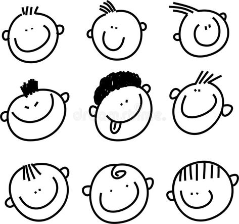 Happy Face Drawing, Smile Illustration, Kid Cartoon, Smile Drawing, Fathers Day Art, Cartoon Doodle, Face Illustration, Face Lines, Boy Face