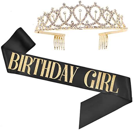 Queen Sash, Fun Party Favors, Sweet Sixteen Birthday Party Ideas, Birthday Decorations At Home, Birthday Party Accessories, Birthday Tiara, Birthday Sash, Woman Birthday Party, Gold Birthday Party