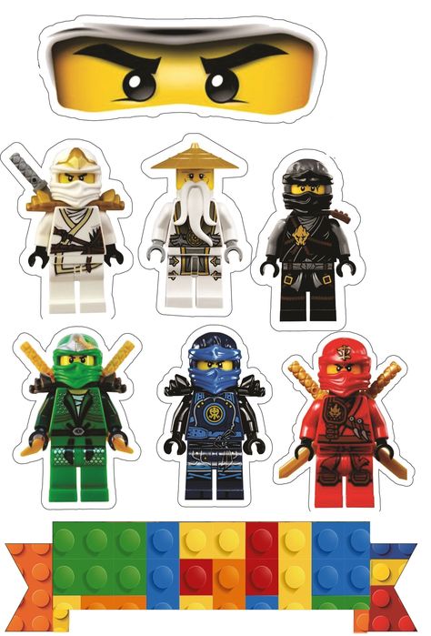 Lego Ninjago Birthday C7E Ninjago Cake Ideas, Ninjago Cake Topper, Ninja Lego Cake, Ninjago Sticker, Lego Party Decorations, Lego Ninjago Party, Lego Ninjago Birthday, Ninjago Cakes, Ninjago Birthday Party