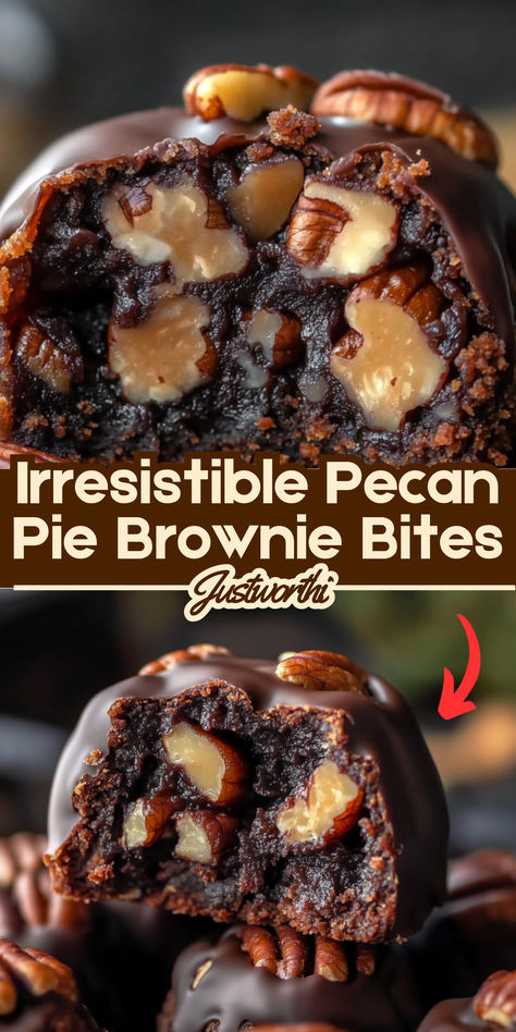 Looking for the ultimate dessert mash-up? These Irresistible Pecan Pie Brownie Bites combine the gooey, fudgy goodness of brownies with the buttery, sweet crunch of pecan pie. These bite-sized treats are a little bit decadent, a little bit comforting, and a whole lot irresistible. Perfect for parties, potlucks, or simply because you deserve a treat, these brownie bites will have everyone coming back for seconds (and thirds!). Brownie Bites, Pecan Pie, Brownies, Breakfast Recipes, Pie, Dessert