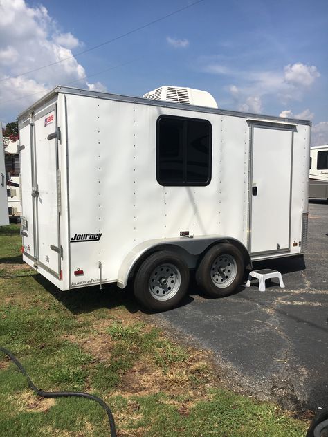 Converted Utility Trailer for Sale: $8.5K Enclosed Utility Trailer Ideas, Enclosed Utility Trailers, Trailer Ideas Utility, Cargo Trailers For Sale, Utility Trailer Camper, Gooseneck Enclosed Trailer Camper, Diy Cargo Trailer Camper Toy Hauler, Tiny Camper Trailer, Bug Out Trailer