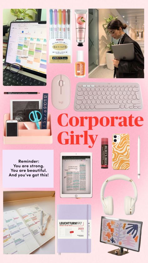 Corporate Girly motivation #corporategirly #girlboss #motivation #motivationalwallpaper #officemoodboard #beauty Corporate Motivation, Girlboss Motivation, Corporate Girly, Zebra Mildliner, Career Vision Board, Vision Board Manifestation, Motivational Wallpaper, Organization Planning, Marketing Consultant