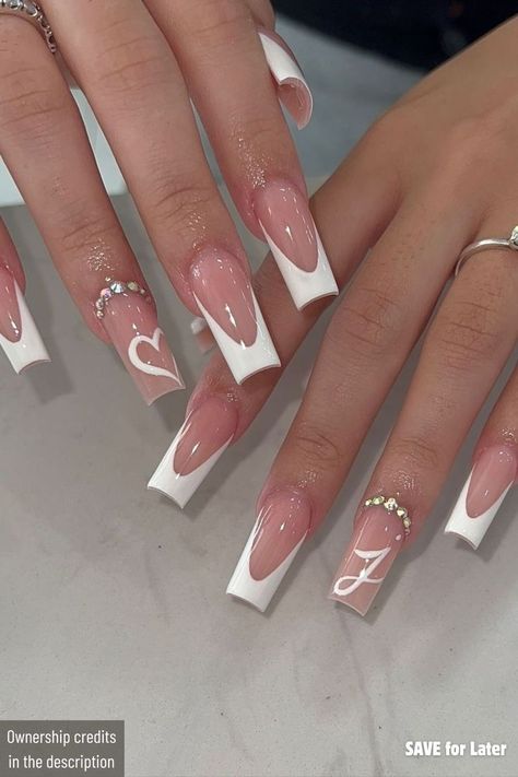 Nail Inspiration White French Tip, French Tips Elegant, Square Long French Tip, Cute Nails White French Tip, Acrylic Long Nails Ideas, Nails White French Design, White Nails Ideas 2024, French Tips Nails Ideas, White Nails Ideas Coffin