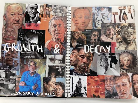 Growth And Decay Title Page, Growth And Decay Art Gcse Title Page, Growth And Decay Art Gcse, Sketchbook Title Ideas, A Level Art Title Page, Gcse Art Title Page, Gouache Reference, Sketchbook Tips, A Level Art Themes