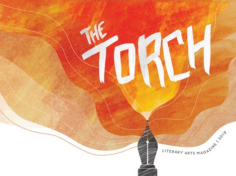 The Torch Literary Arts Magazine Illustration by Maria Stewart for Union University  #magazinedeisgn #magazine #magazinelayout #layout #layoutdesign #layoutinspiration #illustrationart #illustration #illustrationartists #watercolor #literaryart Literary Art Illustration, Literary Arts Magazine, Literary Magazine Covers, Book Spread Design, Magazine Cover Graphic Design, Pubmats Ideas, Swag Logo, Literary Journal, Union University