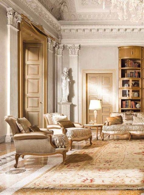 Architecture Cool, Chateaux Interiors, Classic Interior Design, Bad Design, Elegant Living Room, Elegant Living, Decoration Inspiration, Classic Interior, A Living Room