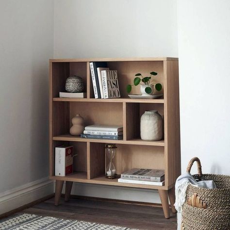 Nothing beats a classic design. So, when most of these bookshelf choices overwhelm you, you can always go for a reliable style that has a guaranteed pleasant outcome. Image credit: INSTAGRAM @URBANSIZE_HOME Bookcase Small, Floating Bedside Table, Wooden Bookshelf, Wall Cupboard, Small Cupboard, Bookshelves In Living Room, Small Bookshelf, Small Chest Of Drawers, Small Bookcase