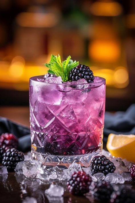 Blackberry Bramble Cocktail, Blackberry Gin Cocktail, Blackberry Drinks Cocktails, British Cocktails, Foto Cocktail, Cocktail Foto, Cocktails Photography, Cool Cocktails, Blackberry Cocktail