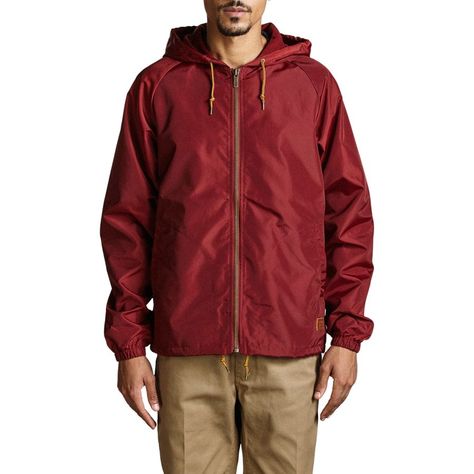 Brixton - Claxton Windbreaker Jacket - Men's - Burgundy Yellow Rain Jacket, Windbreaker Jacket Mens, Jackets Online, Windbreaker Jacket, Weather Resistant, Rain Jacket, Mens Jackets, Gift Ideas, Top Outfits