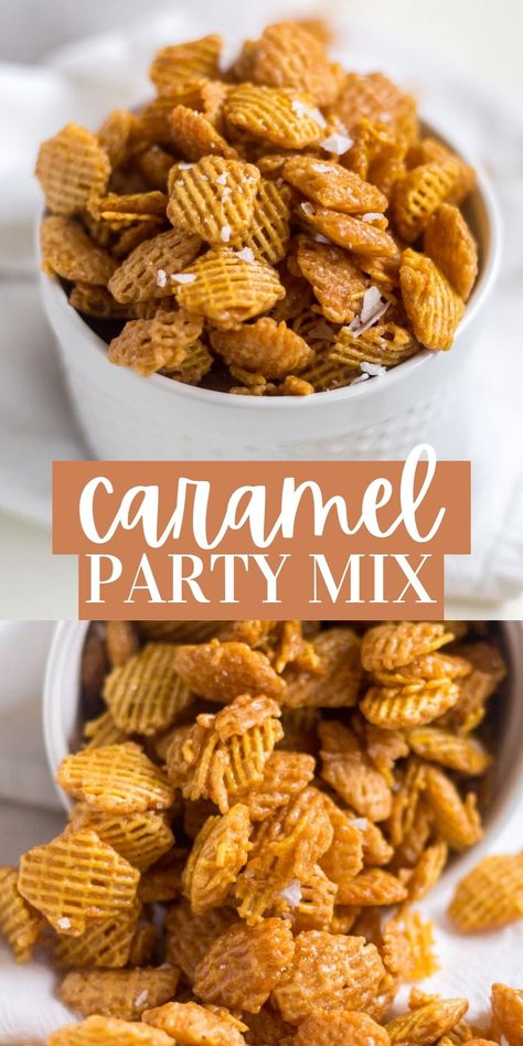 Caramel Crispix is so addicting! You won't be able to take just one handful of this snack mix recipe. This makes a big batch to share with friends and family, especially during the holidays. Carmel Crispix Microwave, Crispix Recipes, Carmel Chex Mix Recipe, Crispix Snack Mix Recipe, Caramel Snack Mix, Caramel Chex Mix, Caramel Chex, Pool Food, Snack Mix Recipe