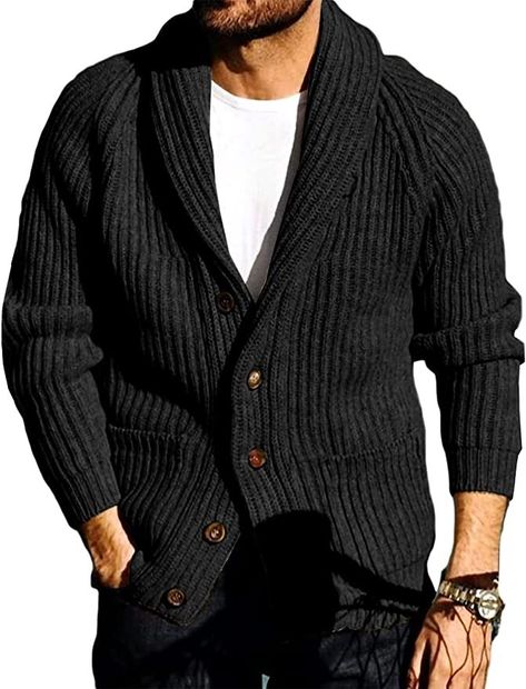 High Quality Artificial Knitwear for Men. Soft and Thick, Offers a Perfect Wearing Comfort. Chunky Knitted Jacket. Ideal for Autumn, Winter and Early Spring. Fashionable Knitted Outerwear for Cold days. Cable Knit, Shawl Collar with V-Neck, Button Closure, 2 Pockets, Long Sleeve, Plain/Solid Colour, Loose Fit. Stylish and Comfortable to wear. Suitable for most of your daily occasions: Working in Office, Leisure at Home, Going out for Dating, Party, Vacation or just a Walk. Shawl, Mens Shawl Collar Cardigan, Men Cardigan, Autumn Knitwear, Shawl Collar Cardigan, Cardigan Sweaters, Collar Cardigan, Shawl Collar, Cardigan Sweater