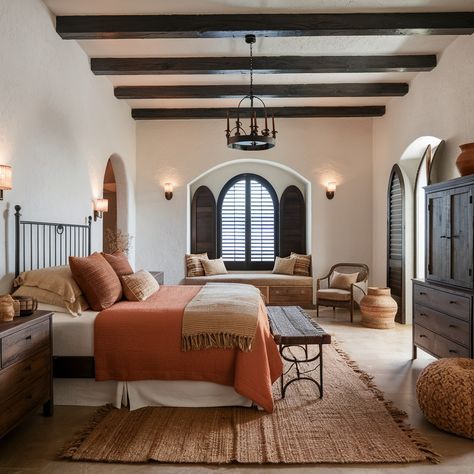 Spanish Colonial House 💖💛💖 Spanish Colonial Office, 1920s Spanish Revival Home, Old Spanish Style Homes Interior, Colonial Modern House, Spanish Style Bedroom Master Suite, Spanish Colonial Bedroom, Spanish Colonial Style Homes, Spanish Hotel, Old Spanish Style Homes