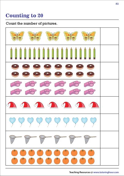 Kindergarten Math Worksheets Counting, Math Counting Worksheets, Preschool Counting Worksheets, Counting Money Worksheets, Counting Worksheets For Kindergarten, Math Practice Worksheets, Counting To 20, Mathematics Worksheets, Worksheets Kindergarten