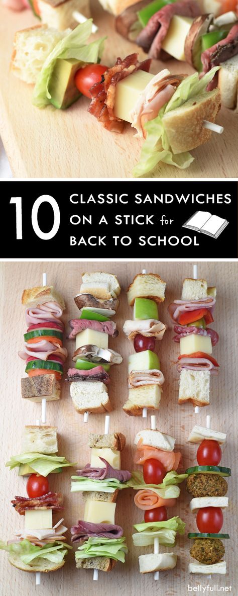 10 Classic Sandwiches On A Stick for Back To School. So simple and fun, you might want them for your own lunch box! School Cheese Sticks Recipe, Easy Sack Lunch Ideas, Meals On A Stick, Kids Sack Lunch Ideas, Coktail Party, Sandwich On A Stick, Classic Sandwiches, Butterfly Chicken, Lox And Bagels