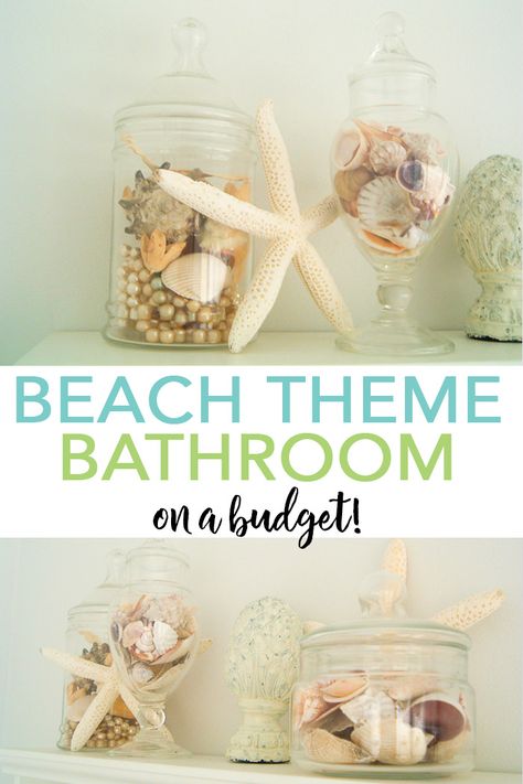 Bathroom Decor Sea Beach Themes, Seaside Themed Bathroom, Beachy Bathrooms Ideas, Coastal Bathroom Decorating Ideas, Beach Theme Bathroom Sculptures & Statues, Seaside Theme Bathroom, Small Bathroom Beach Theme, Beach Themed Shower Ideas, Bathroom Decor Ocean Theme