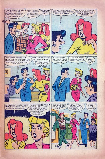 Four-Color Shadows: Millie the Model-Dan DeCarlo-1957 Millie The Model, Artistic Drawings, Marvel Ladies, Tomboy Girls, Dan Decarlo, Charlton Comics, Betty And Veronica, Comic Book Panels, Style Reference