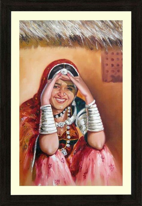 Rajasthani Lady Drawing, Indian Women Painting Culture, Rajasthani Lady Painting, Rajasthani Folk Art Painting, Rajasthani Painting, Buddhist Art Drawing, Rajasthani Art, Indian Women Painting, Indian Art Gallery