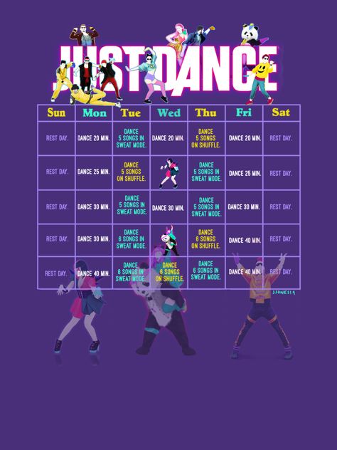 Just dance exercise challenge by me! Didn’t see one so I thought I’d make my own #exercise #health #justdance2019 #dance #weightloss Just Dance Exercise, Just Dance Workout Plan, Losing Weight With Just Dance, Fun Workout Challenges, Dance Excersises, Dance Workouts At Home, Just Dance Workout, 30 Day Dance Challenge, Song Workout Challenge