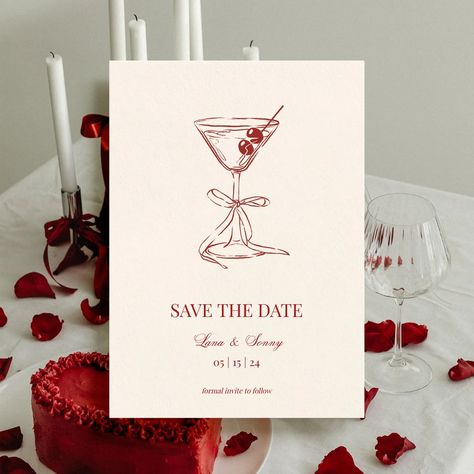 You: I want my wedding to feel like a chic cocktail lounge from the 70s Me: Hold my ���🍸 This cutie patootie martini save the date is the perfect teaser of what your guests can expect on your wedding day. You know where to find these 💋 . #weddingstationery #weddinginvites #savethedate #martiniwedding #cocktaillounge #chicwedding #antibride Aesthetic Wedding Invitation, Save The Date Birthday, Sabe The Date, Find Your Table, Birthday Save The Date, Invite Design, Christmas Campaign, Cocktail Lounge, Welcome Card