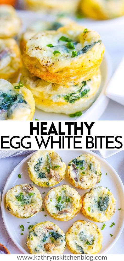 Healthy Egg White Bites, Egg White Bites Recipe, Creative Egg Recipes, Egg White Bites, Spinach Bites, Egg White Breakfast, Egg Nutrition Facts, Recipe Mushroom, Egg White Recipes