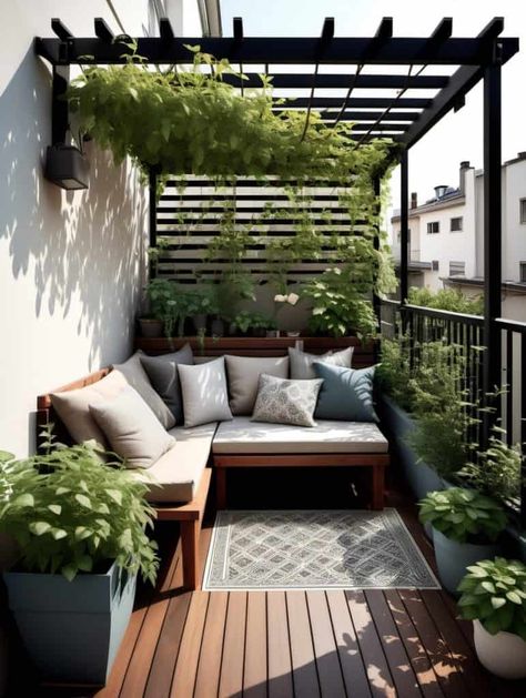 30 Clever Apartment Deck Layouts for Small Outdoor Spaces You Will Love - Peak Patio Life Tiny Pergola, Apartment Deck, Small Patio Spaces, Balkon Decor, Small Balcony Garden, Terrace Decor, Small Balcony Design, Patio Inspiration, Small Balcony Decor