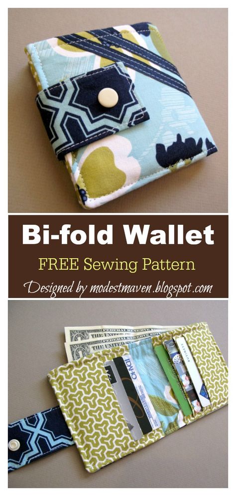 Bi-fold Wallet Free Sewing Pattern Diy Wallet Pattern Free, Sewing Pattern Wallet, Diy Wallet Pattern, Bifold Wallet Pattern, Wallet Pattern Free, Wallet Sewing Pattern, Sew Wallet, Driver License, Diy Wallet