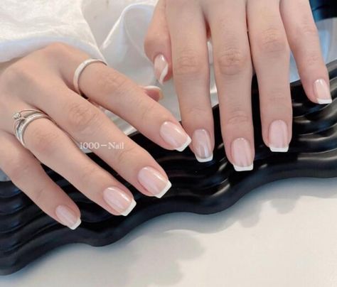 Short Square Narrow French Tip Nails, Short Nails White Tip, White Tip Short Nails, French Manicure Dip Nails, White Tips Acrylics, White Tip Nails Short, Short French Tip Acrylic Nails Square, French Tip Short Square Nails, Dip Powder Nails French