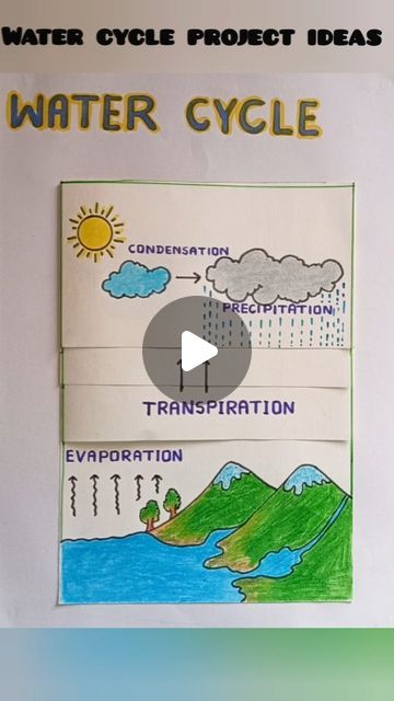 Tlm For Social Studies, Science Project On Chart Paper, Social Science Chart Ideas, Watercycle Kids Project Model, Water Cycle Working Model, Watercycle Kids Project, Uses Of Water Chart For Kids, Water Cycle Drawing Art Projects, Social Science Activities