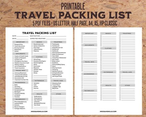 Printable Travel Packing List PDF Download Vacation Planner Packing Checklist Travel Organization Planner - Etsy Vacation Packing Checklist, Travel Packing List Printable, Checklist Travel, Travel Packing Checklist, Organization Planner, Travel Packing List, Packing List For Vacation, Packing Checklist, Vacation Planner