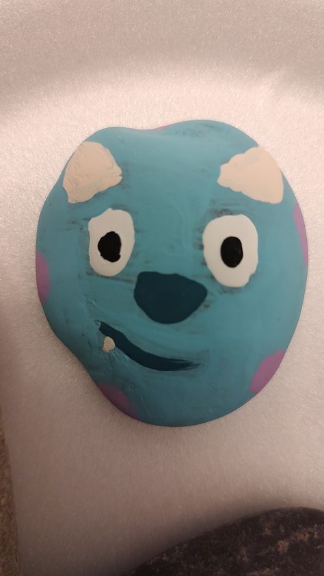 Simple and sort of silly Sully rock painting from Monsters Inc. Sully Rock Painting, Sully Monsters Inc, Rock Painting Designs, Painting Designs, Monsters Inc, Rock Painting, Paint Designs, Painted Rocks, Paintings