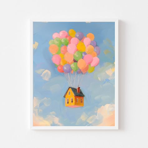 House Painting Art, Balloons Painting, Fauvist Art, Series Painting, Up In The Clouds, Clouds Art, Balloon Painting, Playroom Nursery, Four Sisters