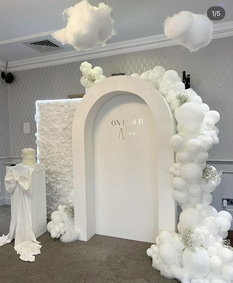 On Cloud Nine Backdrop, On Cloud Nine Baby Shower Theme, Cloud Nine Baby Shower Theme, On Cloud Nine Bridal Shower Theme, On Cloud 9 Baby Shower Theme, Ballon Business, Baby Shower Display, Cloud Baby Shower Theme, Christening Balloons