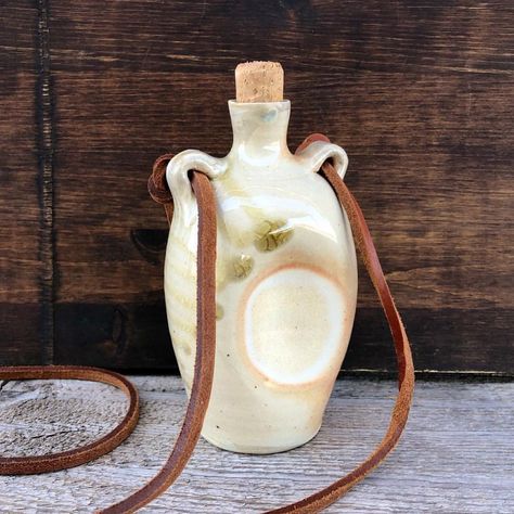 Wearable Ceramics, Wood Fired Pottery, Ceramic Flask, Bee Artwork, Sacred Water, Pottery Bottles, Liquor Flask, Rustic Pottery, Unique Pottery