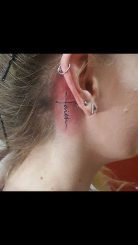 Behind Ear Tattoos, Cross Tattoos For Women, Faith Tattoo, Temp Tattoo, Discreet Tattoos, Music Tattoos, Cross Tattoo, Dope Tattoos, Simplistic Tattoos