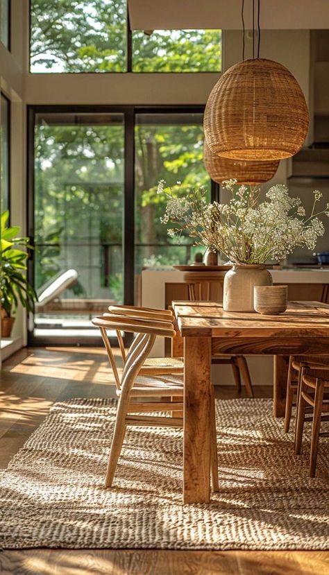 A Frame House Interior, Transitional Decor Kitchen, A Frame House, Transitional Decor, Wooden Table, Minimalist Modern, Dining Room Design, Modern Dining, 인테리어 디자인