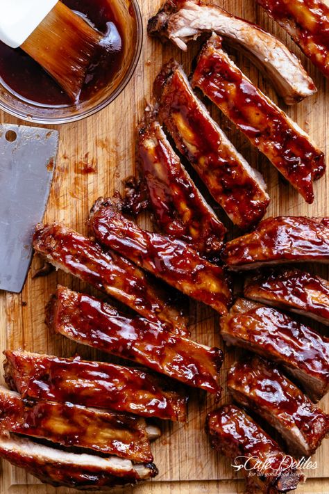 Bbq Ribs In Oven, Slow Cooker Barbecue Ribs, Carnita Asada, Recipes For Cakes, Cabin Food, Cooking The Perfect Steak, Slow Cooker Ribs, Baked Ribs, Barbecue Ribs