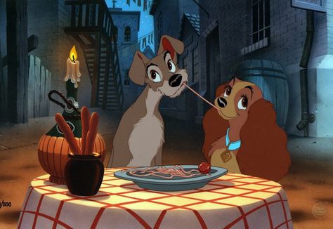 Lady and the Tramp (1955) - Production Cels Disney Couples, Old Disney, Deco Disney, Disney Dogs, Disney Posters, Disney Images, Motion Pictures, Arte Disney, Walt Disney Studios