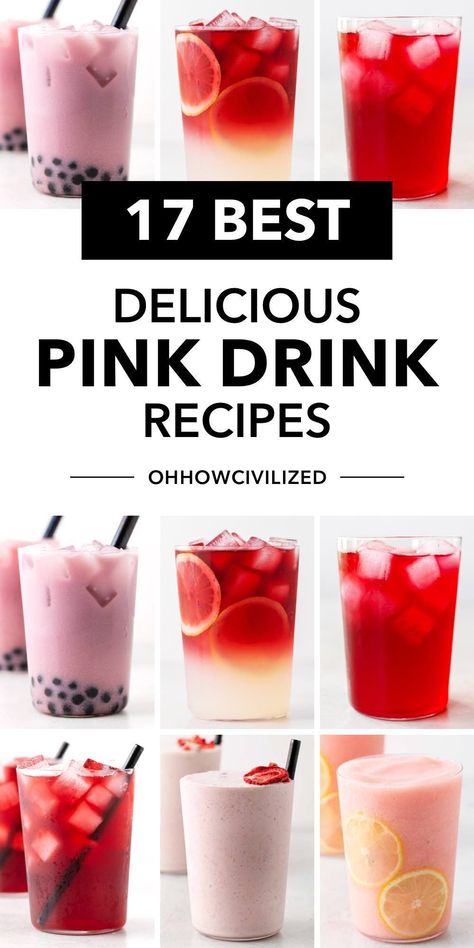 Naturally colored and completely refreshing, each drink is a pretty shade of pink. Every drink recipe on this list comes with tips to make the beverages perfect every time. #pinkdrink #drinkrecipes #tearecipes