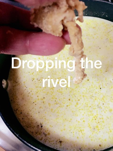 Potato Rivel Soup image Potato And Rivel Soup, Potato Soup With Rivels Pennsylvania Dutch, Amish Potato Soup Recipe, Rivels Recipe Potato Soup, Rivels Recipe Pennsylvania, Chicken Rivel Soup Recipe, Rivel Soup Recipe, Potato Soup With Dumplings, Rivels Recipe